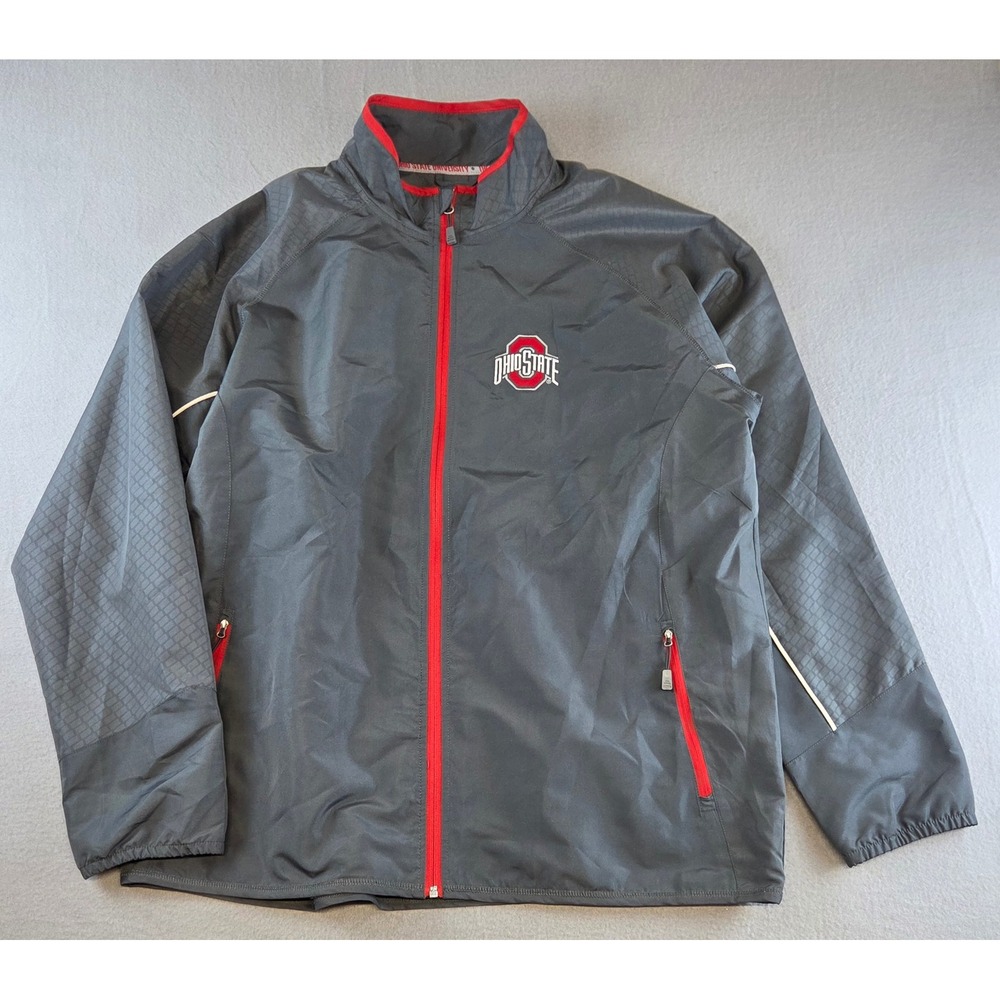 Ohio State Buckeyes Men's XXL Windbreaker Jacket Gray Full Zip Mesh Lined